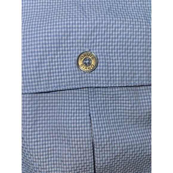 Orvis Mens Blue Gingham Short Sleeve Fishing Shirt XXL Button-Down Mesh Lining - Picture 8 of 9